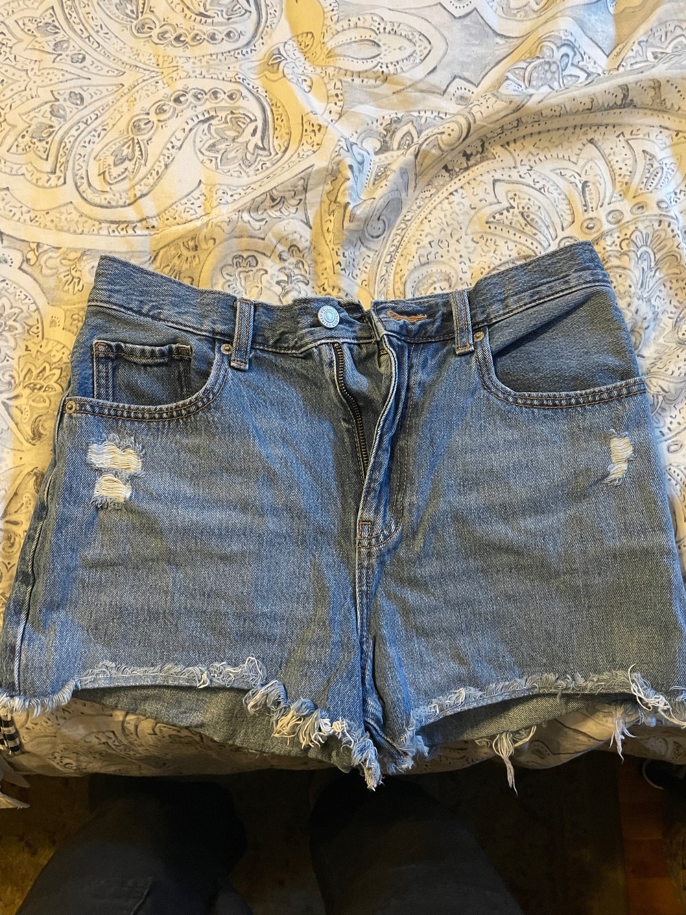 Uniqlo Blue Distressed Denim Shorts